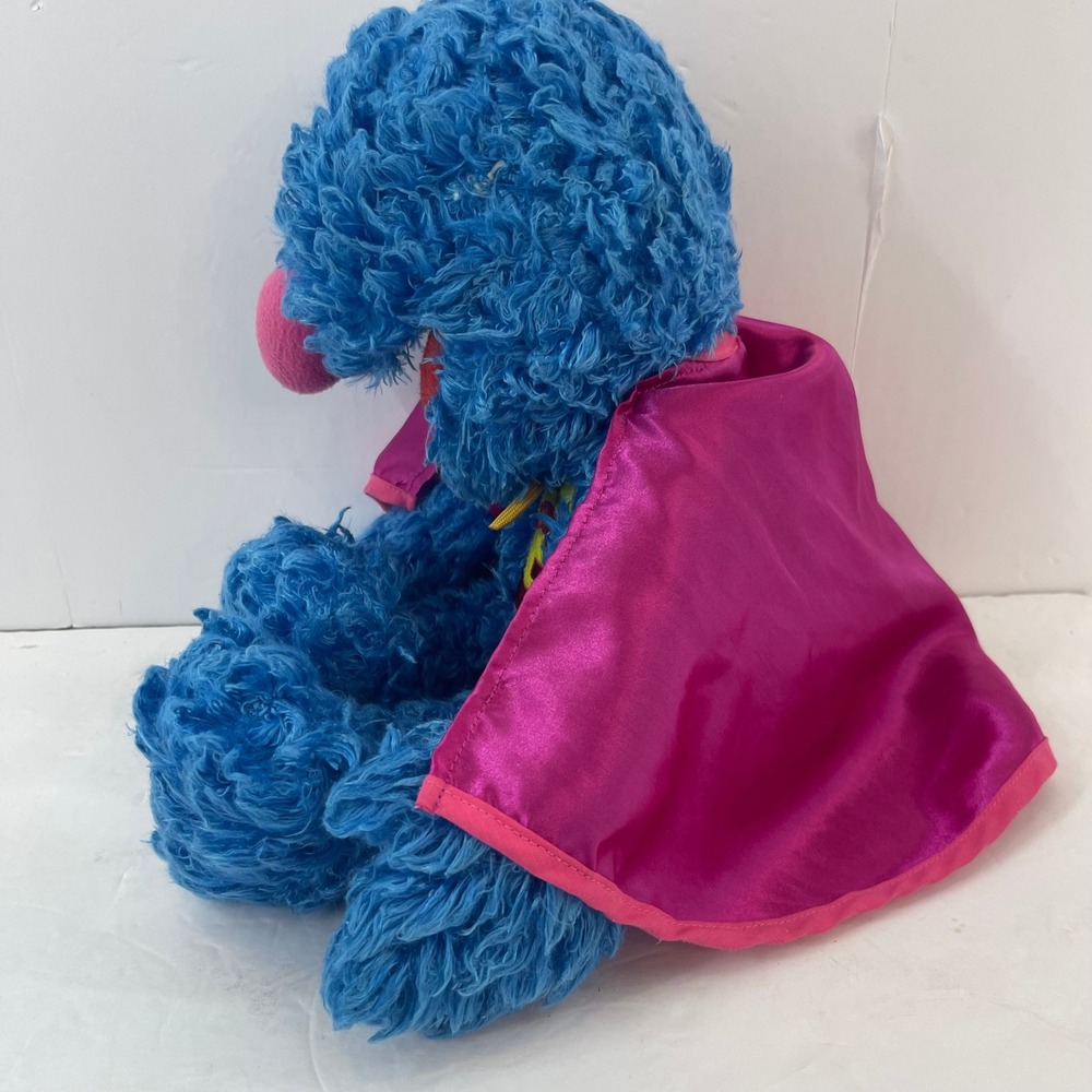 Sesame Street Super Grover Plush Toy Kids Blue Superhero Cape - Picture 8 of 13